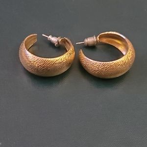 Gold Textured Wide Hoop Earrings